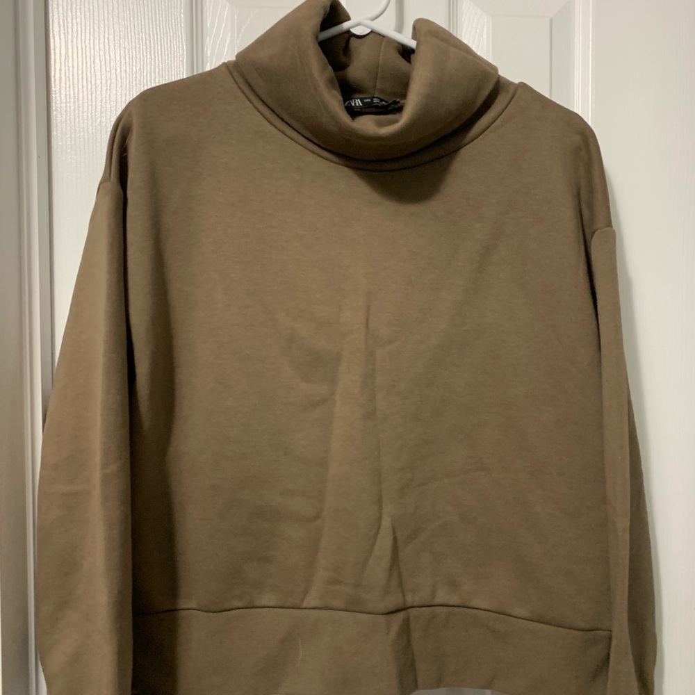 Zara turtleneck / rollneck, cropped, taupe, VEUC, large